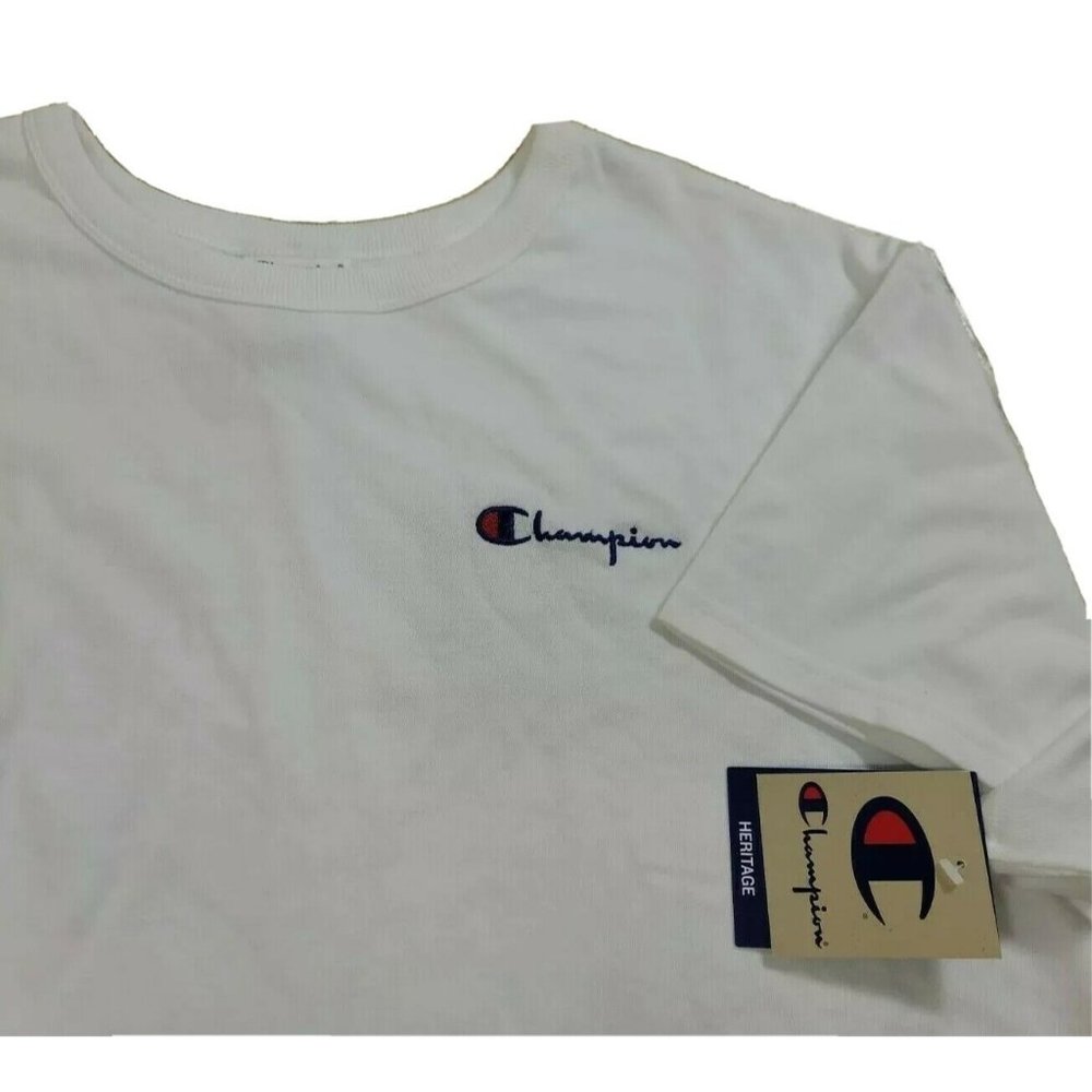 New - CHAMPION Women's XL Reverse Weave Cropped T Shirt Crop Tee Gym Top White